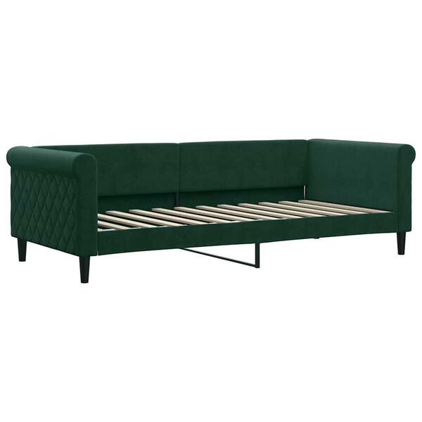vidaXL Sof&aacute;-cama 90x200 cm veludo verde-escuro