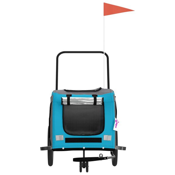vidaXL Reboque bicicleta p/ animais tecido oxford/ferro azul/cinza