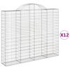 vidaXL Cestos gabi&atilde;o arqueados 12pcs 200x30x160/180 ferro galvanizado