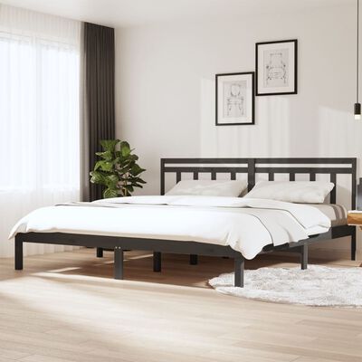 vidaXL Estrutura de cama super king 180x200 cm madeira maciça cinza