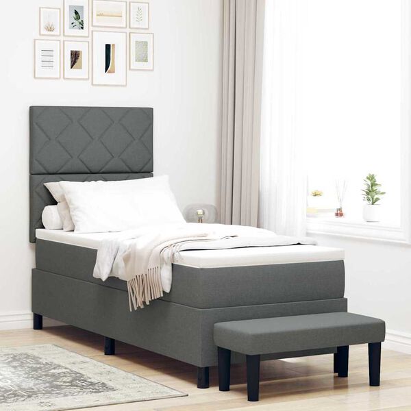 vidaXL Cama Box com cabeceira Cinza Escuro 80 x 200 cm tecido