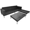 vidaXL 4 pcs conjunto lounge de jardim c/ almofadões vime PE preto