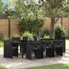 vidaXL Conjunto de Jantar para Jardim com almofada 9 pcs Preto vime PE