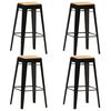 vidaXL Bancos de bar 4 pcs madeira de mangueira maci&ccedil;a preto