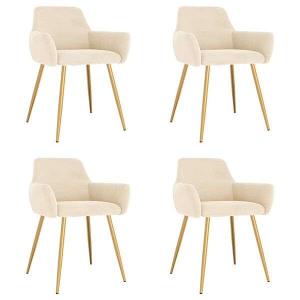 vidaXL Cadeiras de jantar 4 pcs veludo cor creme