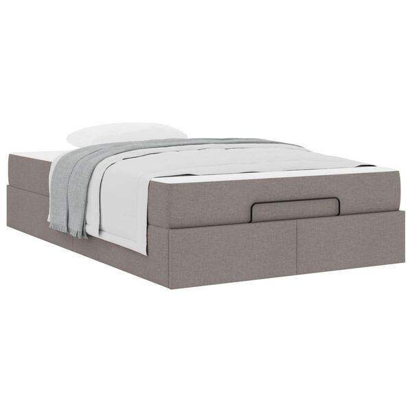 vidaXL Estrutura de cama com colch&atilde;o 2 pcs Cinzento-acastanhado tecido