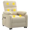 vidaXL Poltrona elevatória de massagens elétrica tecido creme