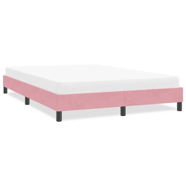vidaXL Estrutura de cama sem colch&atilde;o 160x220 cm veludo rosa
