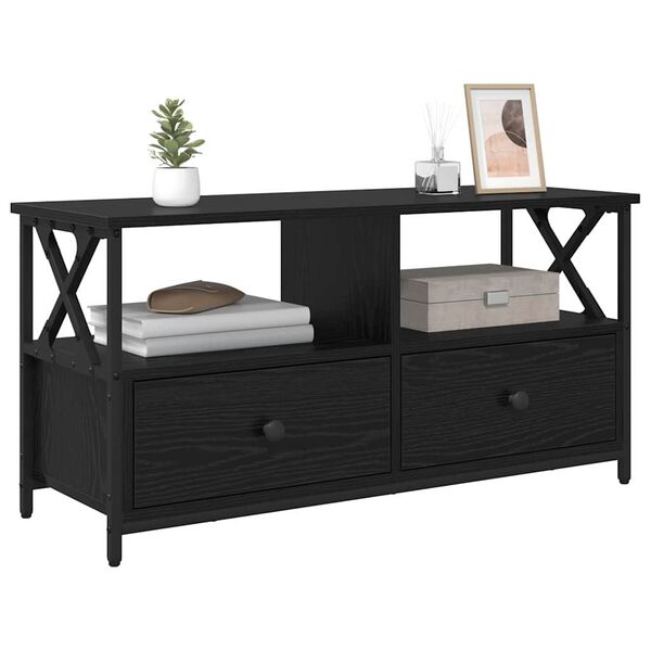vidaXL Gabinete para TV com gaveta Carvalho Preto 90 x 33 x 45 cm