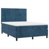 vidaXL Cama box spring c/ colch&atilde;o/LED 140x190 cm veludo azul-escuro