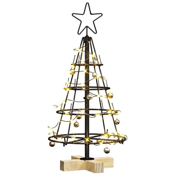 vidaXL Árvore de Cone de Natal com suporte Preto 60 cm Aço