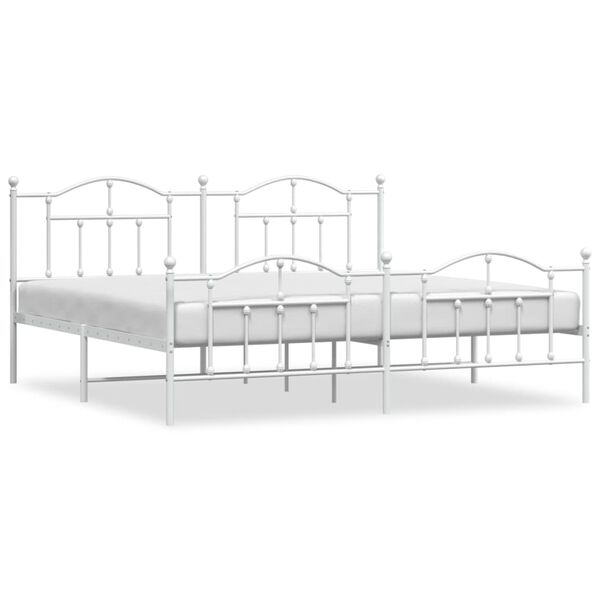 vidaXL Estrutura de cama com cabeceira e p&eacute;s 200x200 cm metal branco