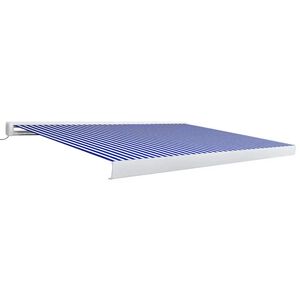 vidaXL Toldo motorizado com caixa 350x250 cm azul e branco