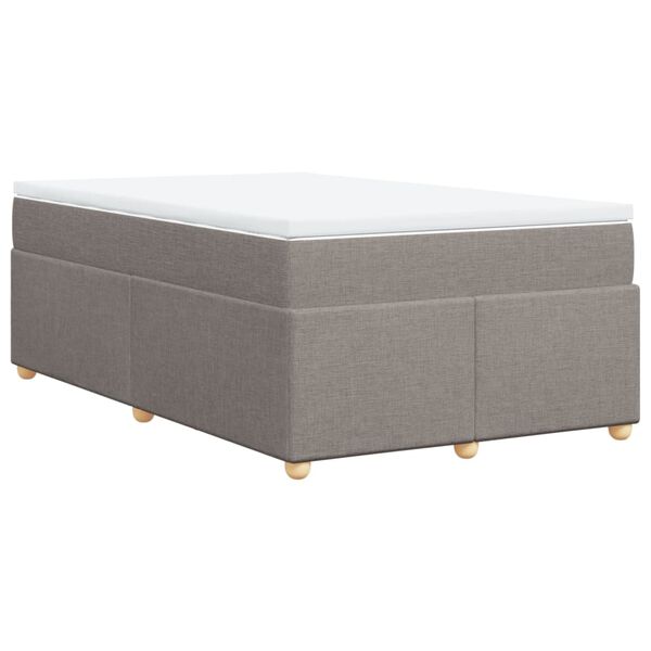 vidaXL Cama boxspring c/ colch&atilde;o 120x190cm tecido castanho-acinzentado