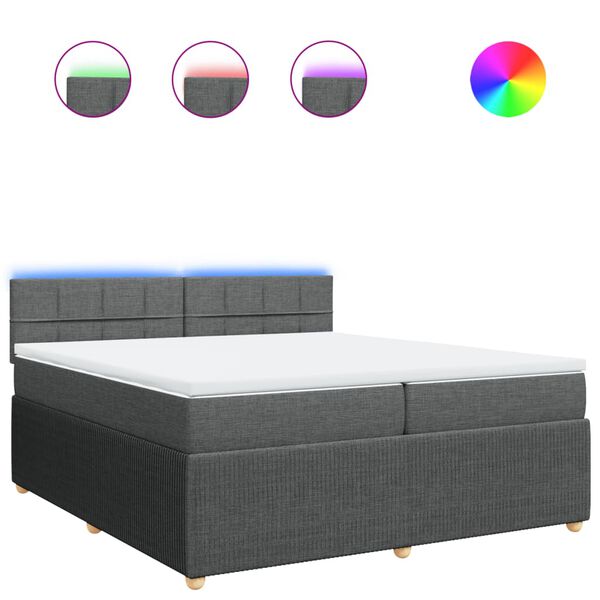 vidaXL Cama com molas/colch&atilde;o 200x200 cm tecido cinzento-escuro
