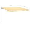 vidaXL Toldo autom. LED e sensor de vento 400x300 cm amarelo/branco