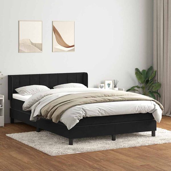 vidaXL Cama com molas/colch&atilde;o 160x210 cm veludo preto