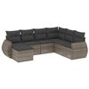 vidaXL 7 pcs conjunto sof&aacute;s p/ jardim c/ almofad&otilde;es vime PE cinzento