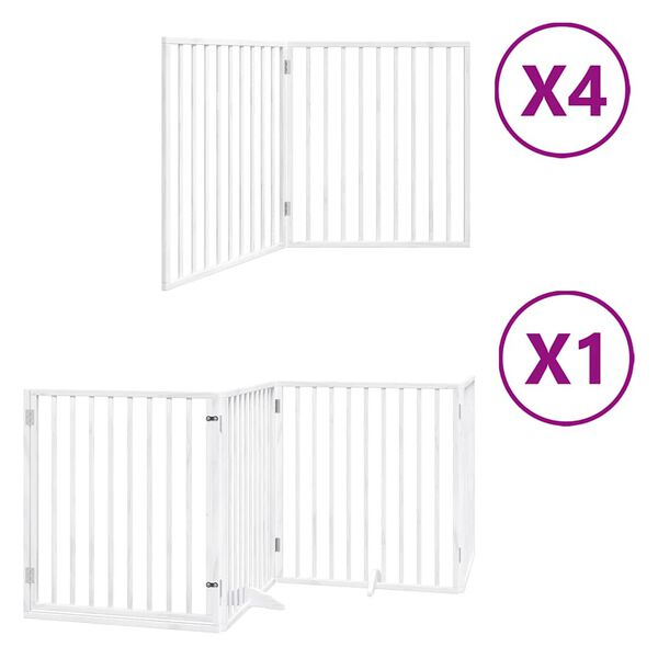 vidaXL Port&atilde;o p/ c&atilde;es com porta dobr&aacute;vel 12 pain&eacute;is 960cm &aacute;lamo branco