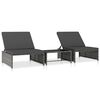 vidaXL Cadeiras jardim reclin&aacute;veis 2 pcs com mesa vime PE cinzento