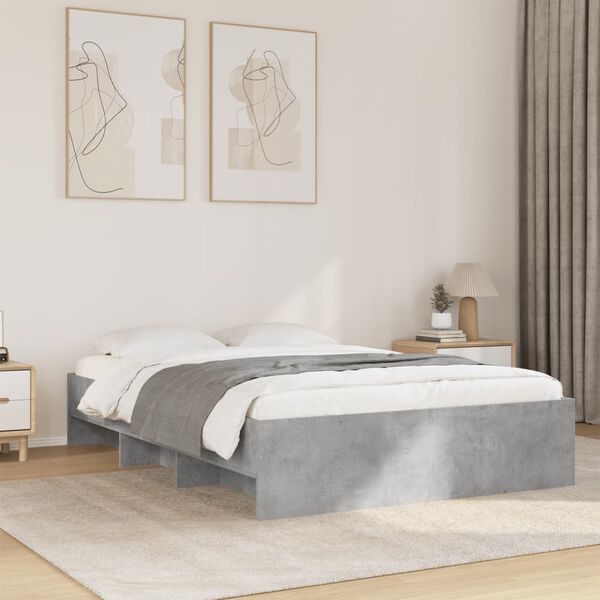 vidaXL Estrutura de cama 135x190 cm derivados de madeira cinza cimento