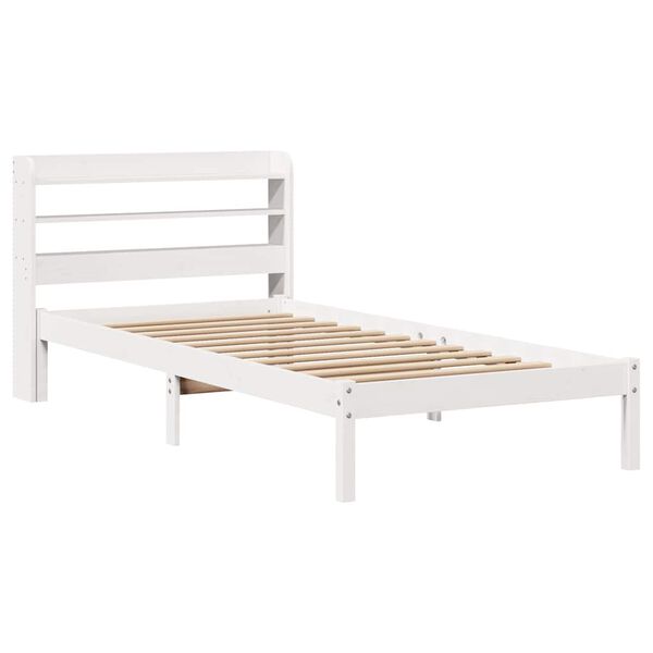 vidaXL Cama sem colch&atilde;o 75x190 cm madeira de pinho maci&ccedil;a branco