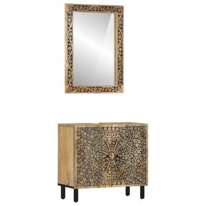 vidaXL 2 pcs conj. m&oacute;veis p/ casa de banho madeira mangueira maci&ccedil;a
