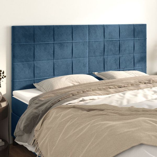 vidaXL Cabeceira Azul Escuro 180x5x118/128 cm Veludo