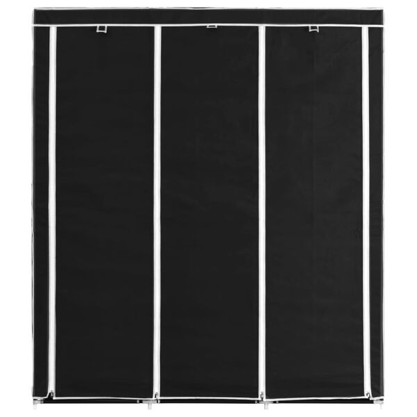vidaXL Roupeiro c/ compartimentos e var&otilde;es 150x45x175 cm tecido preto