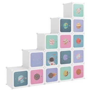 vidaXL Arm&aacute;rio de arruma&ccedil;&atilde;o infantil com 15 cubos PP branco
