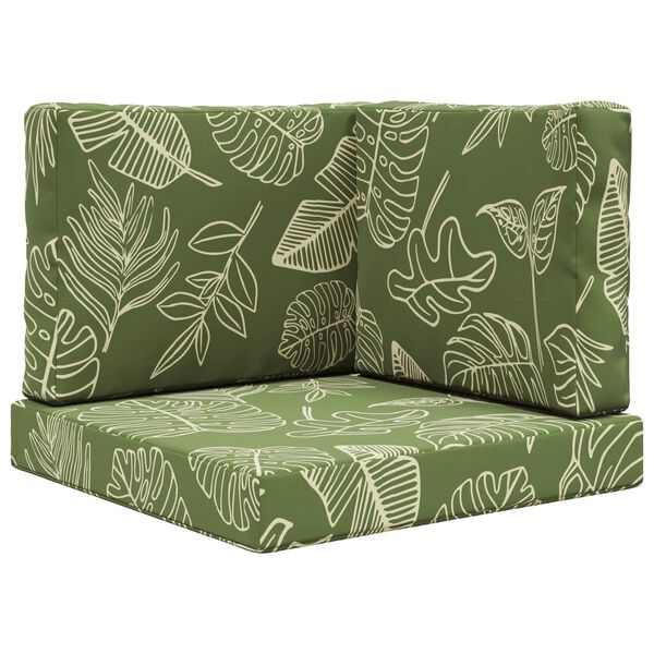 vidaXL Almofada para Sof&aacute; Externo 3 pcs Design de Folha Poli&eacute;ster
