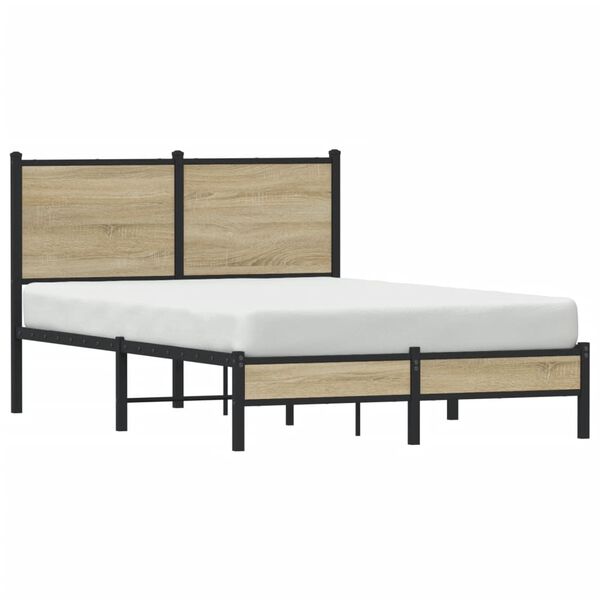 vidaXL Estrutura de cama sem colch&atilde;o 120x200 cm metal carvalho sonoma