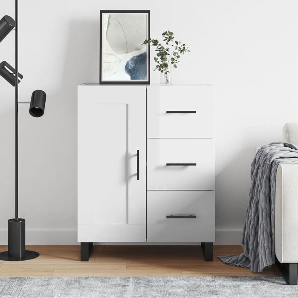 vidaXL Aparador 69,5x34x90 cm madeira processada branco brilhante