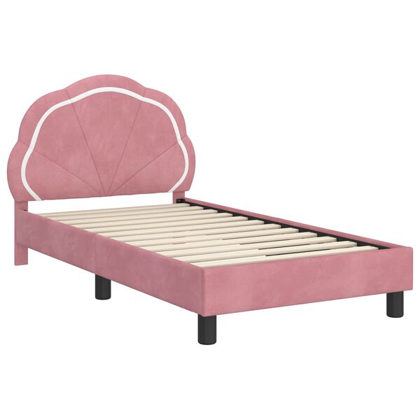 vidaXL Estrutura de Cama Infantil com Cabeceira Rosa 80 x 160 cm