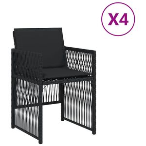 vidaXL Cadeiras de jardim com almofad&otilde;es 4 pcs vime PE preto