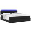 vidaXL Cama otomana com colchões&LEDs 160x200cm couro artificial preto