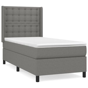 vidaXL Cama com molas/colch&atilde;o 90x190 cm tecido cinza-escuro