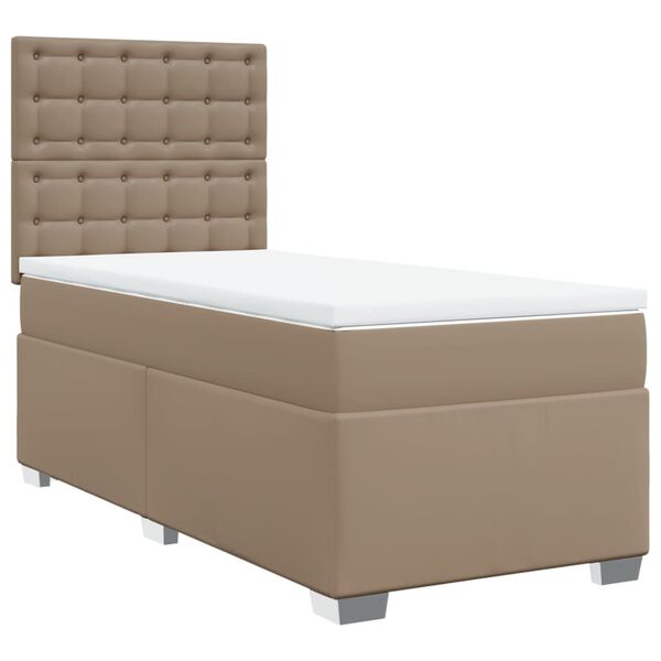 vidaXL Cama com molas/colch&atilde;o 80x200 cm couro artificial cappuccino