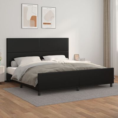 vidaXL Estrutura cama c/ cabeceira 200x200 cm couro artificial preto