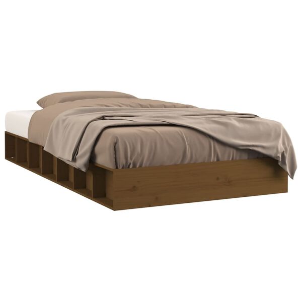 vidaXL Estrutura cama pequena solteiro 75x190 cm madeira castanho mel