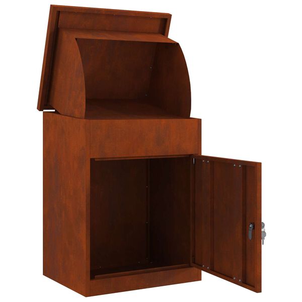 vidaXL Caixa para entrega de pacotes com porta Ferro Enferrujado