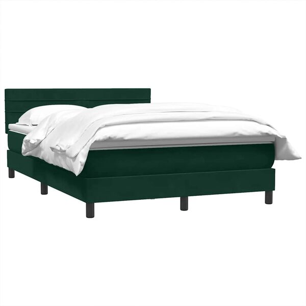 vidaXL Cama box spring com colch&atilde;o 160x210 cm veludo verde escuro