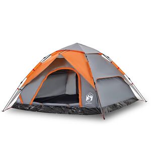 vidaXL Tenda campismo c&uacute;pula 5 pessoas liberta&ccedil;&atilde;o r&aacute;pida cinza/laranja