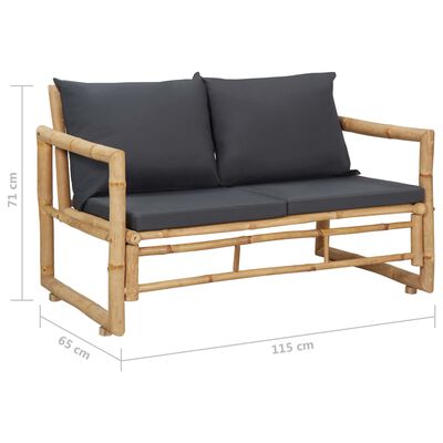 vidaXL 4 pcs conjunto lounge p/ jardim com almofadões bambu