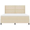 vidaXL Cama Box com colch&atilde;o com cabeceira Creme 180 x 200 cm tecido
