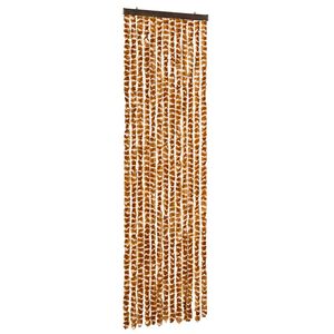 vidaXL Cortina anti-insetos 56x185 cm chenille ocre e branco