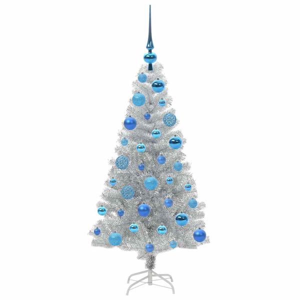 vidaXL &Aacute;rvore de Natal com 150 LEDs com suporte Prateado 120 cm PET