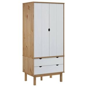vidaXL Roupeiro OTTA 76,5x53x172 cm pinho maci&ccedil;o castanho/branco