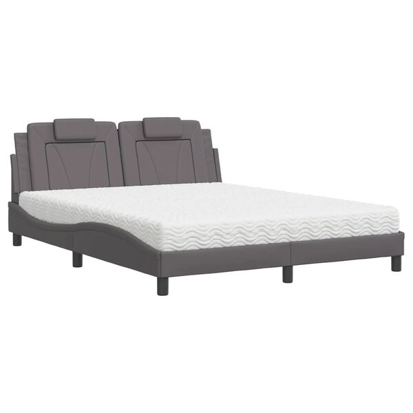 vidaXL Cama Viana com colch&atilde;o 160x200 cm couro artificial cinzento