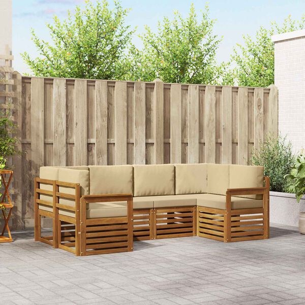 vidaXL Conjuntos de sof&aacute;s 20 pcs Natural Madeira S&oacute;lida de Ac&aacute;cia